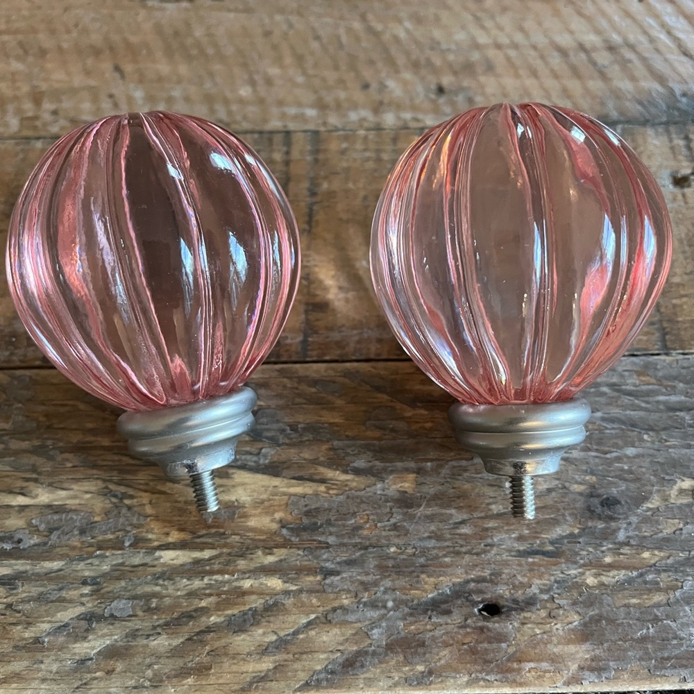 Pottery Barn Kids Pink Glass Curtain Rod Finials